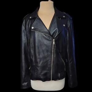 Forever 21 Black Faux Leather Biker Jacket Sz 1X